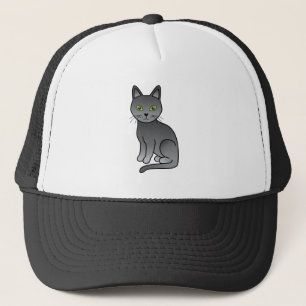 Casquette Illustration de dessin de chat bleu russe assis mi