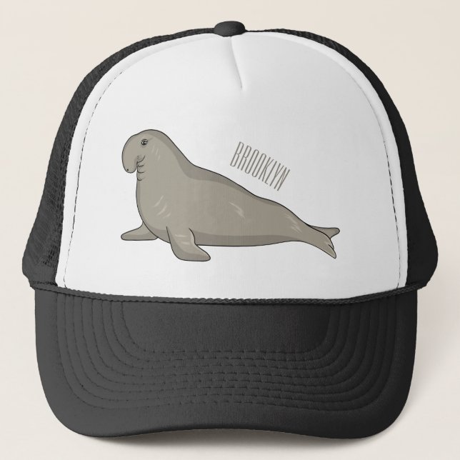 Casquette Illustration de dessin de phoque éléphant (Devant)