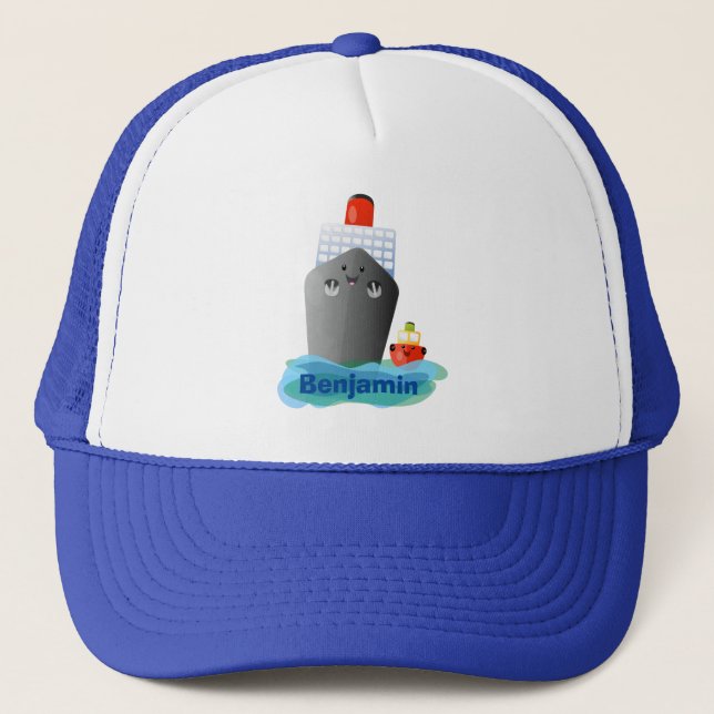 Casquette Illustration de la caricature de remorqueur de paq (Devant)