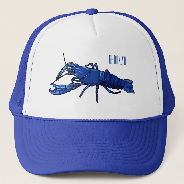Casquette Illustration de l'écrevisse marron bleu (Devant)