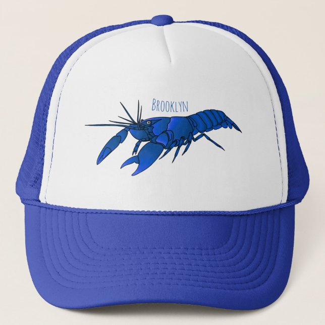 Casquette Illustration de l'écrevisse marron bleu (Devant)