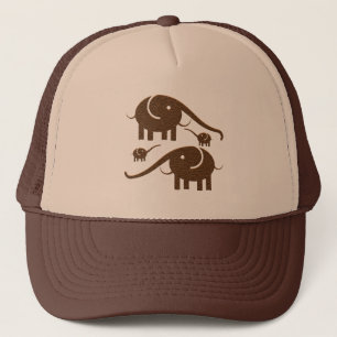 Casquette Illustration de l'éléphant en cuir Brown