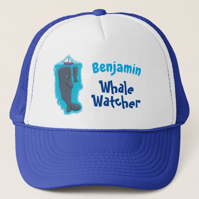 Casquette Illustration de mignons baleines et voiliers (Devant)