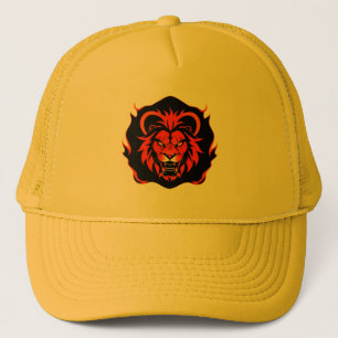 Casquette Illustration de tête de lion enflammée