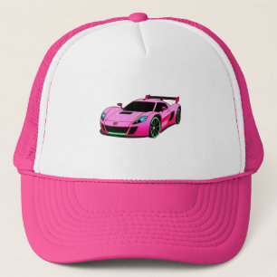 Casquette Illustration de voiture de sport rose avec design