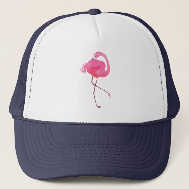 Casquette Illustration des aquarelles de Flamant rose rose (Devant)