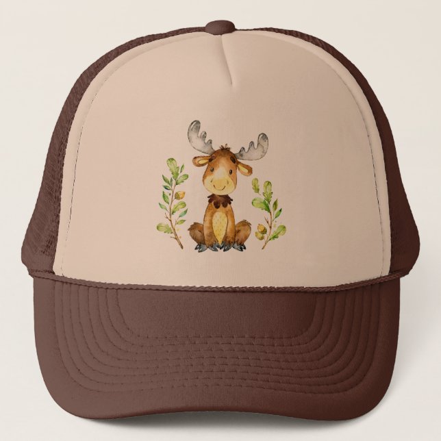 Casquette Illustration des couleurs d'eau d'orignal pour béb (Devant)