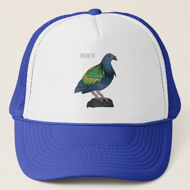 Casquette Illustration d'oiseau de pigeon de Nicobar (Devant)