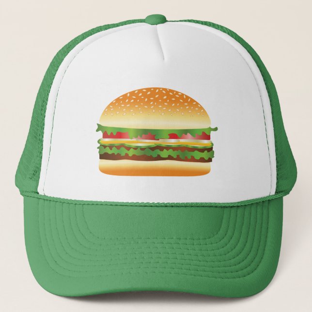 Casquette Illustration du dessin animé Hamburger (Devant)