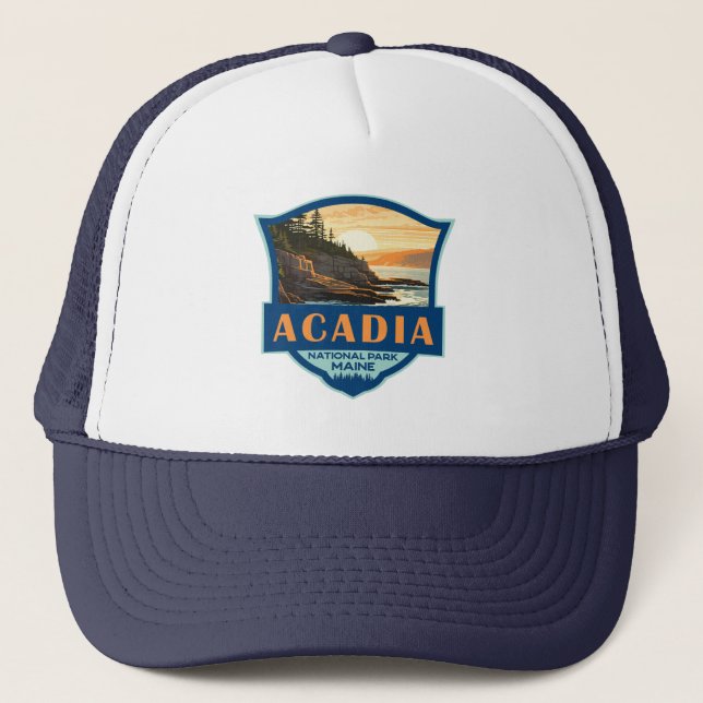 Casquette Illustration du parc national Acadia Insigne rétro (Devant)