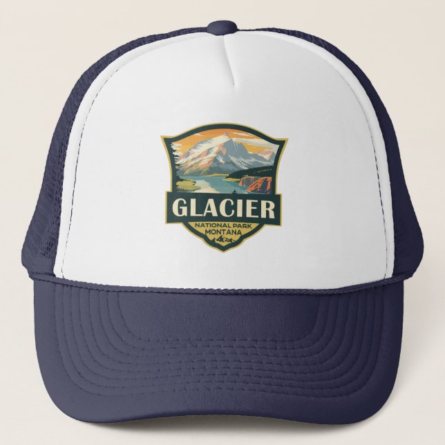 Casquette Illustration du parc national Glacier Voyage Vinta (Devant)