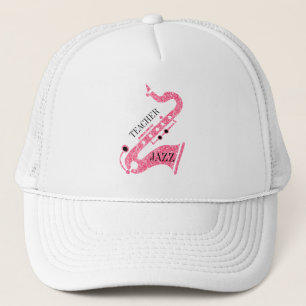 Casquette Illustration du saxophone Parties scintillant rose