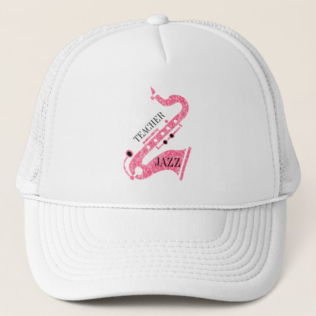 Casquette Illustration du saxophone Parties scintillant rose (Devant)