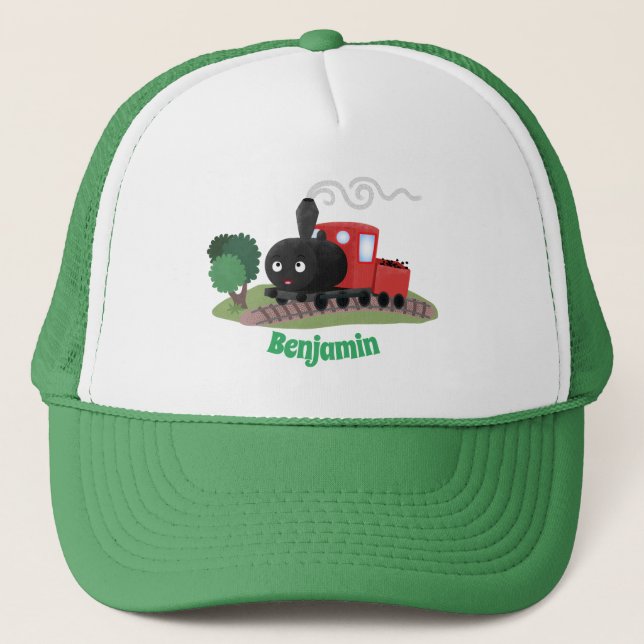 Casquette Illustration d'une locomotive à vapeur mûre (Devant)