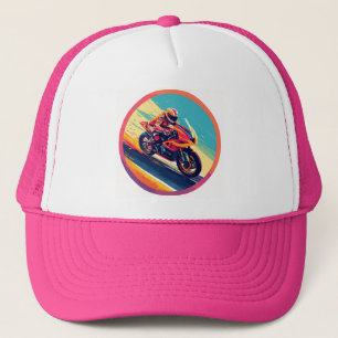 Casquette Illustration dynamique de motard en course