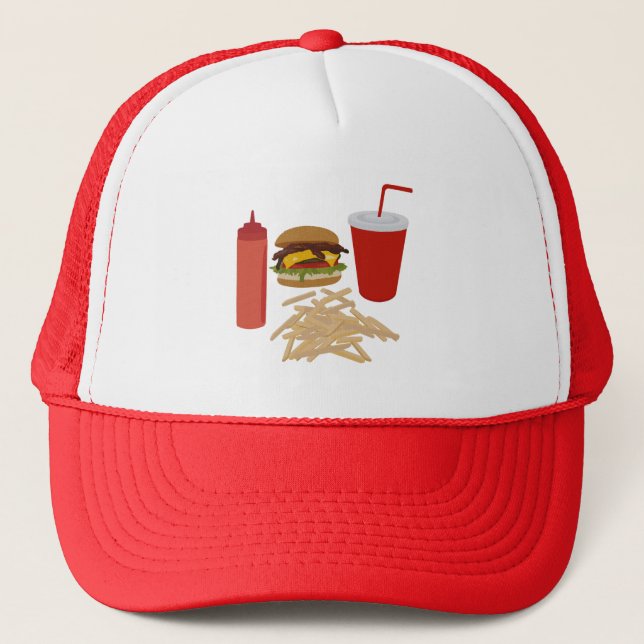 Casquette Illustration Fast Food Burger Fries (Devant)
