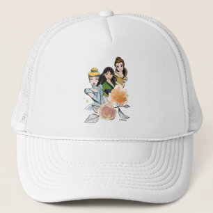 Casquette Illustration florale Cendrillon, Mulan et Belle