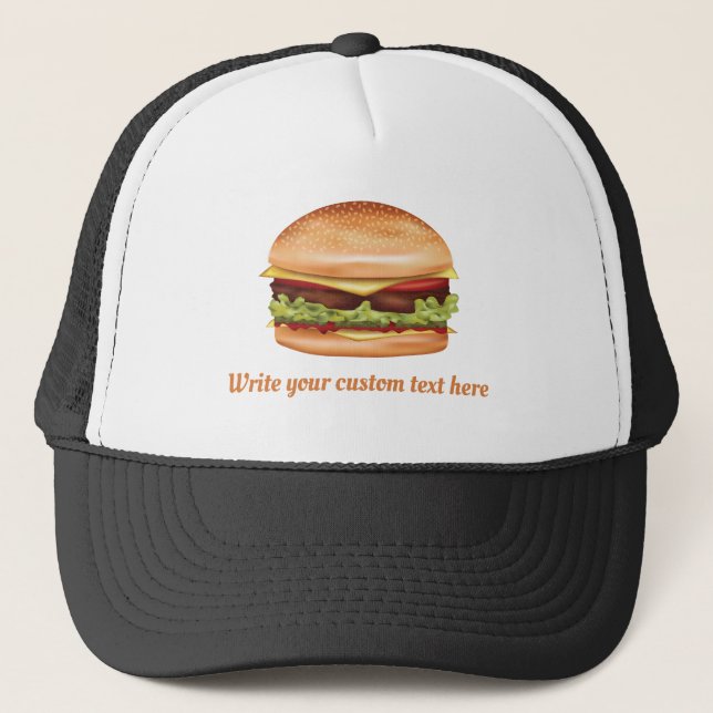 Casquette Illustration Hamburger Fast Food Avec Texte Person (Devant)