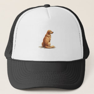 Casquette Illustration Rétro de Golden Retriever Vue Arrière
