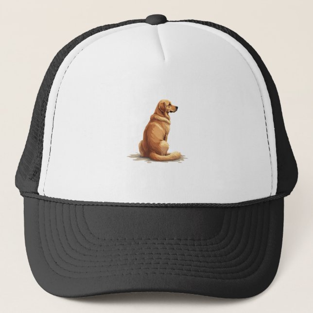 Casquette Illustration Rétro de Golden Retriever Vue Arrière (Devant)
