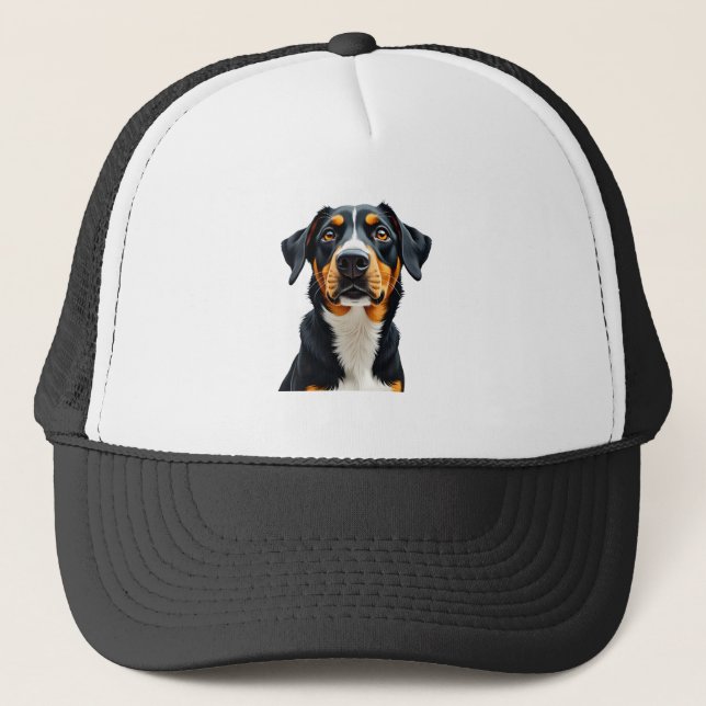 Casquette Illustration Rétro Portrait de Chien Coloré Vintag (Devant)