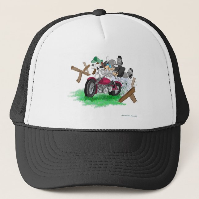 Casquette Image amusante de l'homme sur la moto s'écrasant (Devant)