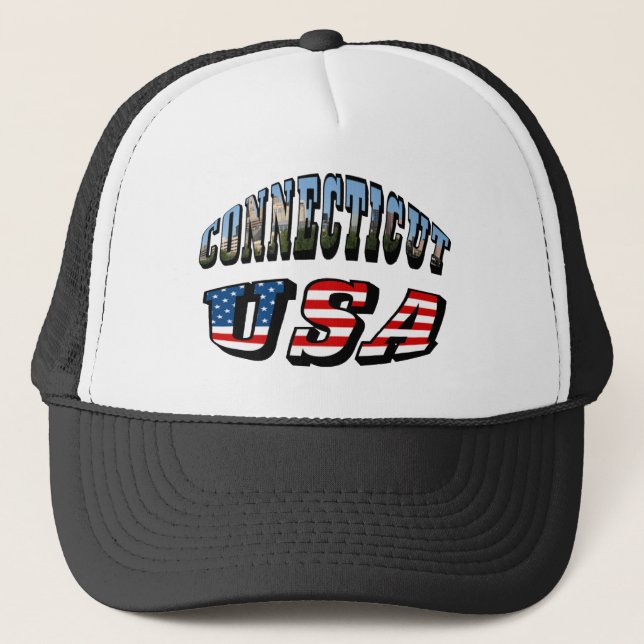 Casquette Image Connecticut et texte d'indicateur USA (Devant)