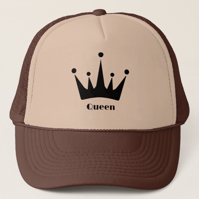 Casquette Image Couronne noire personnalisée Queen Texte Tan (Devant)