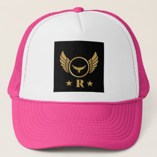 Casquette Image de l'aigle doré initiale R blanc et rose cha