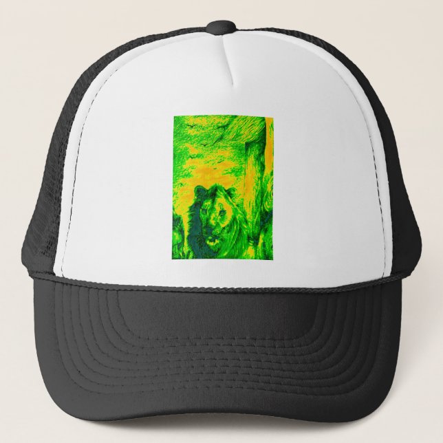 Casquette Impression Fluorante Lion Art Vision Night (Devant)