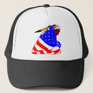 Casquette Indien d'Amerique indigène enveloppé dans le
