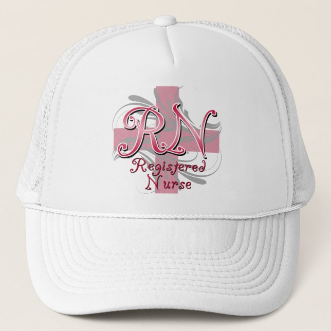 Casquette Infirmier autorisé, remous roses de croix (Devant)