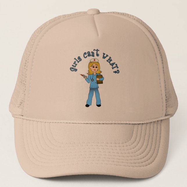 Casquette Infirmière à Blue Scrubs (Blonde) (Devant)
