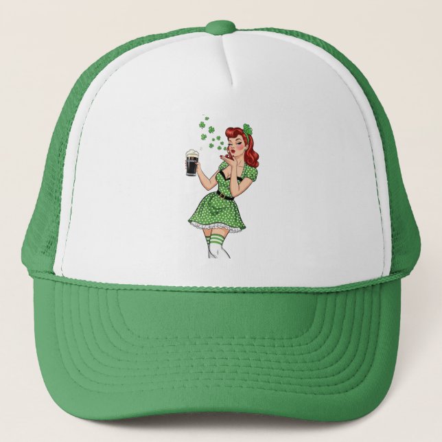 Casquette Irlandaise pin up amatrice de bière (Devant)