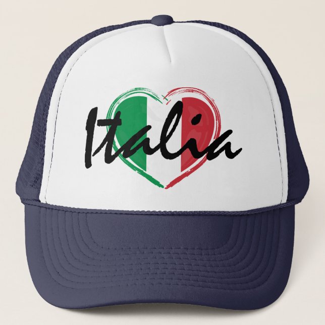 Casquette Italia Italie Italienne Love Coeur Drapeau Trucker (Devant)
