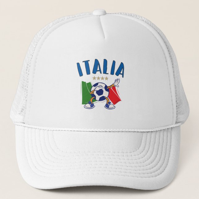Casquette Italie Dabbing Ballon de Football Drapeau 4 étoile (Devant)