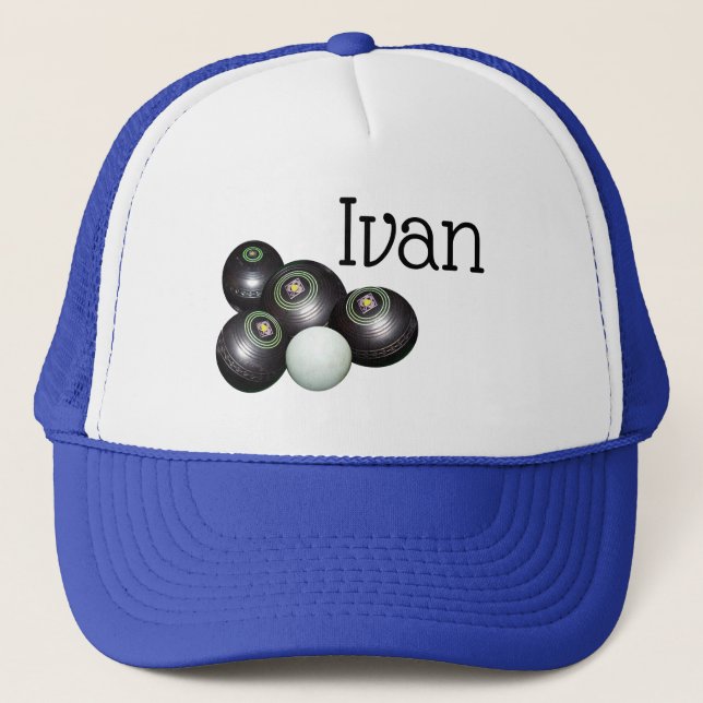 Casquette Ivan Nom Avec Pelouse Bowls Design, Truckers Casqu (Devant)