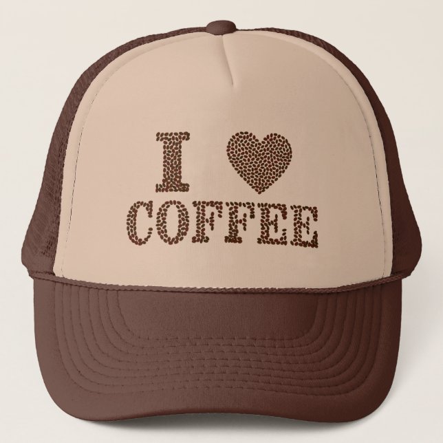 Casquette J'adore le chapeau de camionneur de café ! (Devant)