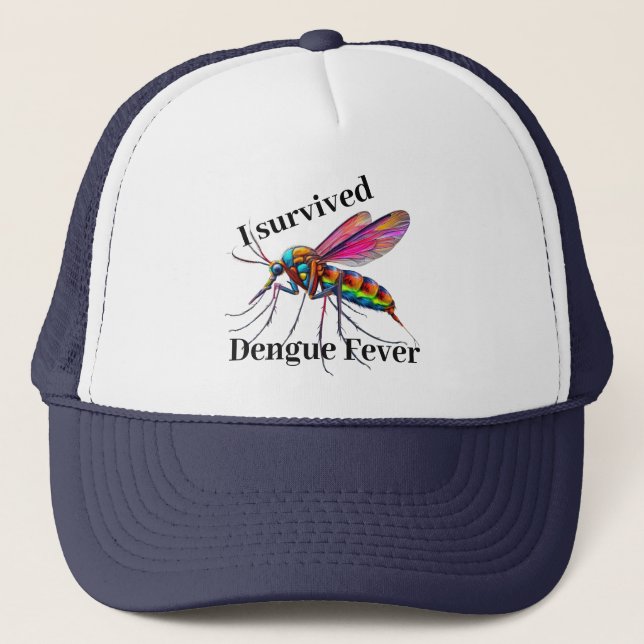 Casquette "J'ai survécu à la dengue" avec un moustique (Devant)