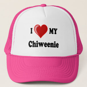Casquette J'aime (coeur) mon chien de Chiweenie
