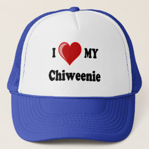 Casquette J'aime (coeur) mon chien de Chiweenie