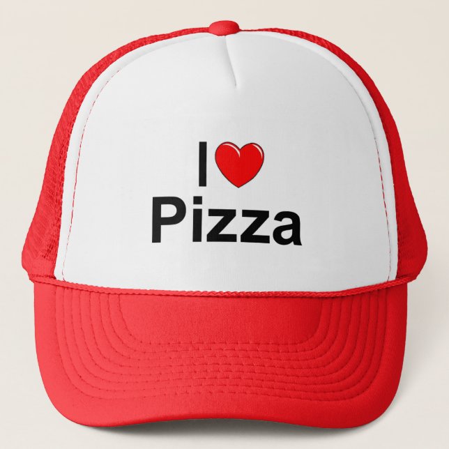Casquette J'aime la pizza (de coeur) (Devant)