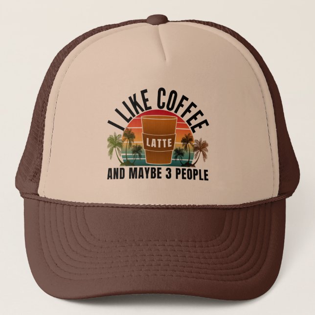 Casquette j'aime le café et peut-être 3 personnes (Devant)