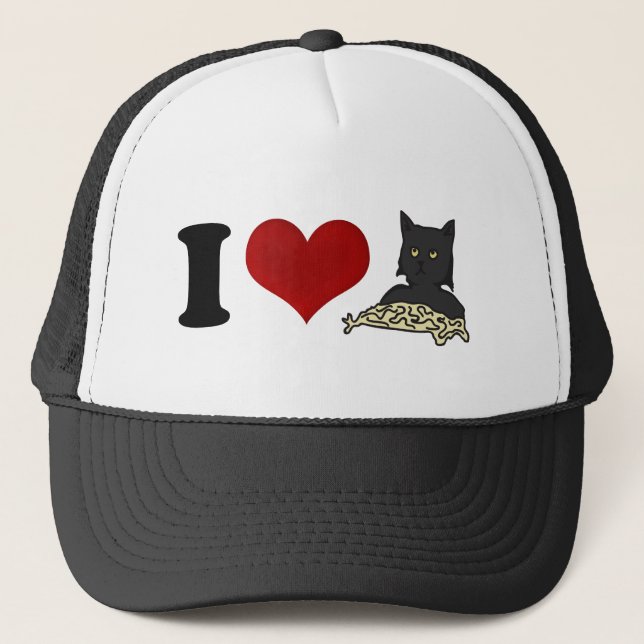 Casquette J'aime le chat de spaghetti (Devant)
