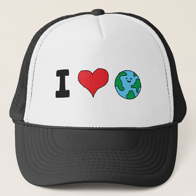 Casquette J'aime le monde Joyeux Clipart de la Terre Cute Te (Devant)