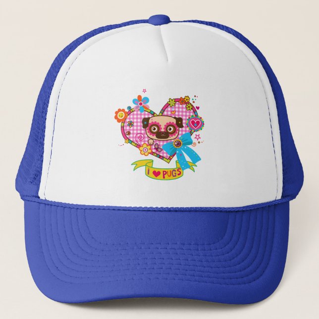 Casquette J'Aime Les Carlins ! Chapeau de camion (Devant)
