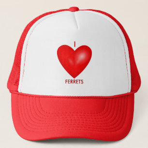 Casquette J'aime les furets au coeur rouge