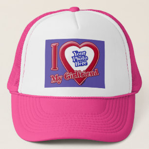 Casquette J'Aime Ma Fille Photo Coeur Rouge Violet