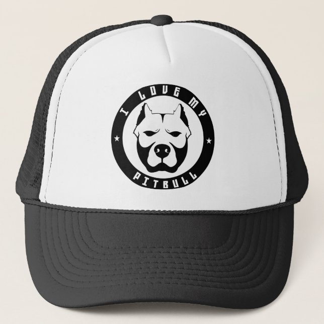 Casquette J'AIME MA race de chien de PITBULL de PITBULL (Devant)