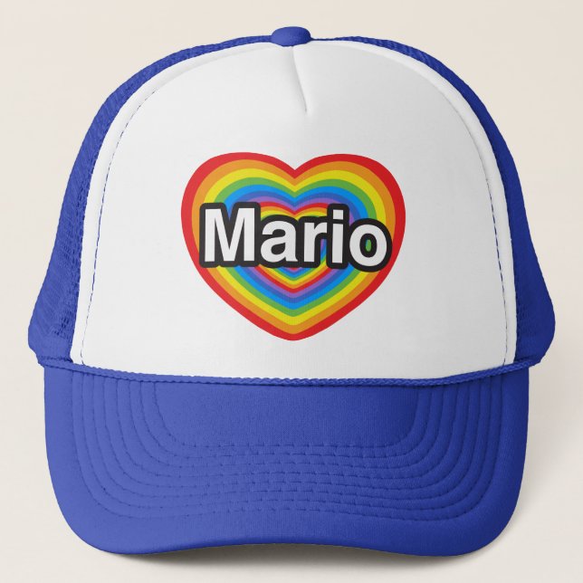 Casquette J'aime Mario. Je t'aime Mario. Coeur (Devant)